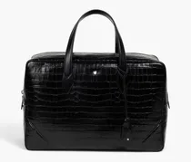 Croc-effect leather weekend bag - Black - OneSize