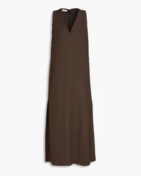 Brunello Cucinelli Bead-embellished twill maxi dress - Brown Brown