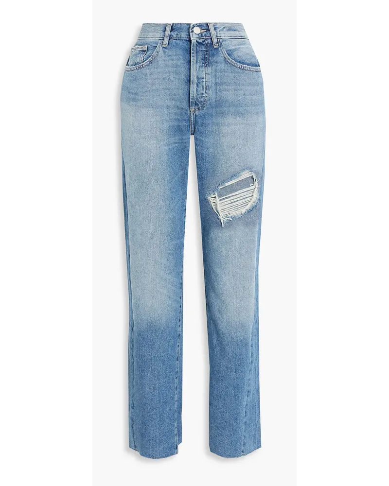 DL1961  Emilie distressed high-rise straight-leg jeans - Blue Blue