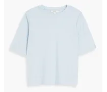 Striped cotton-piqué T-shirt - Blue