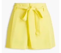 Alice Olivia - Steffie belted pleated crepe shorts - Yellow