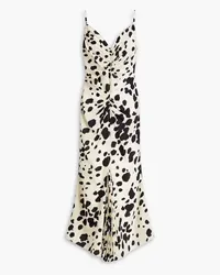 Marni Ruched printed silk crepe de chine midi dress - White White