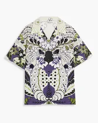 Valentino Garavani Embellished printed cotton-poplin shirt - Purple Purple