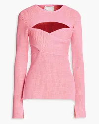 3.1 phillip lim Cutout ribbed cotton-blend sweater - Pink Pink