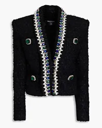 Balmain Embellished cotton-blend tweed jacket - Black Black