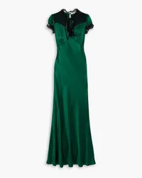 Rodarte Lace-trimmed silk-satin dress - Green Green