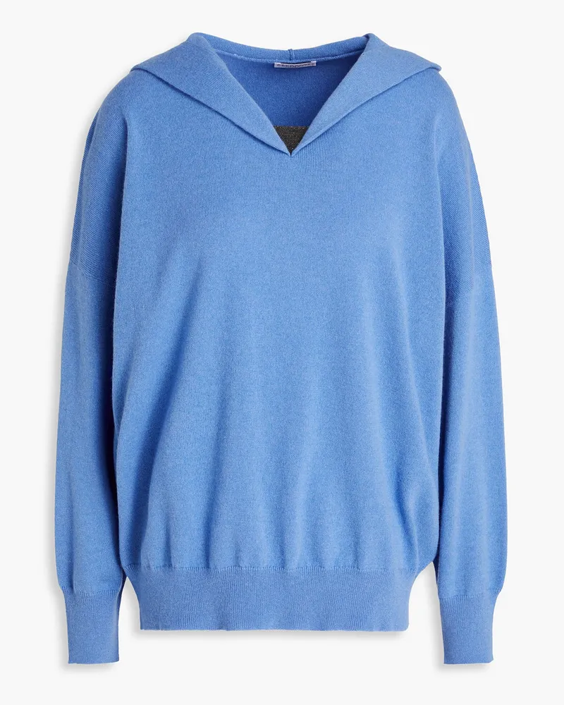 Brunello Cucinelli Bead-embellished cashmere sweater - Blue Blue