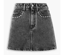 Crystal-embellished acid-wash denim mini skirt - Black