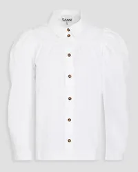 Ganni Gathered cotton-poplin shirt - White White