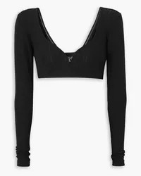 Leslie Amon Caro cropped ribbed-knit top - Black Black