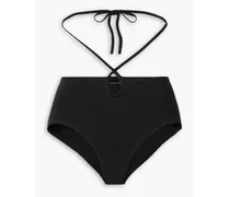 Cutout tie-back high-rise bikini briefs - Black