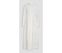 Tencel™ and cotton-blend poplin midi shirt dress - White