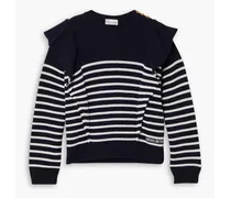 Maglia button-embellished ruffled striped knitted sweater - Blue