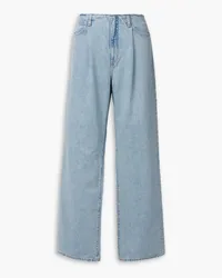 SLVRLAKE Kennedy pleated frayed high-rise wide-leg jeans - Blue Blue