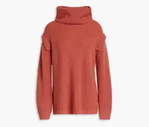 Ribbed wool-blend turtleneck sweater - Red