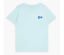 Embroidered cotton-jersey T-shirt - Blue