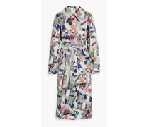 Harlow patchwork printed cotton coat - Blue