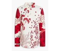 Floral-print silk crepe de chine shirt - Red