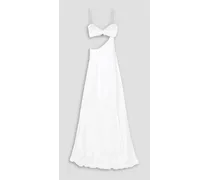 Symic cutout crystal-embellished silk-satin gown - White