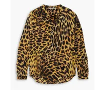 Leopard-print silk crepe de chine shirt - Animal print