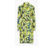 Prita floral-print crepe de chine shirt dress - Yellow