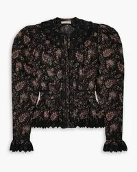 Ulla Johnson Brigitte lace-trimmed paisley-print cotton blouse - Black Black