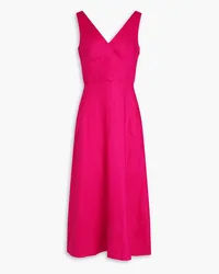 Saloni Rachel bow-embellished cutout linen midi dress - Purple Purple