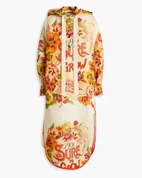 Zimmermann Printed linen and silk-blend satin-crepe kaftan - Neutral Neutral