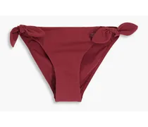 Bow-detailed low-rise bikini briefs - Burgundy