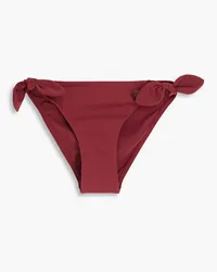 Zimmermann Bow-detailed low-rise bikini briefs - Burgundy Burgundy