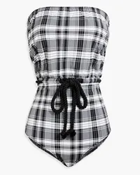 Lisa Marie Fernandez Victor checked bandeau swimsuit - Black Black