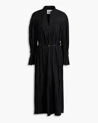 Jil Sander Belted plissé taffeta maxi dress - Black Black