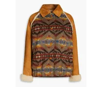 Johnson shearling-paneled printed felt jacket - Brown