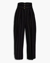 Etro Cropped striped wool-blend flannel wide-leg pants - Black Black