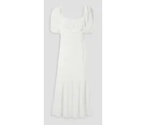 Gathered cotton-gauze midi dress - White