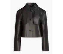 Cropped leather jacket - Black