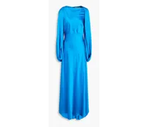 Silk-satin maxi dress - Blue