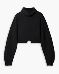 A.L.C. A C. - Brennan cropped ribbed merino wool-blend turtleneck sweater - Black Black