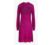Crochet-knit wool-blend dress - Purple