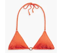 Venice metallic jacquard triangle bikini top - Orange