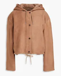 Theory Cropped suede hooded jacket - Brown Brown