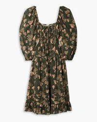 Ulla Johnson Isla tiered floral-print cotton-blend dress - Green Green