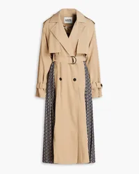 Claudie Pierlot Printed satin-twill and gabardine trench coat - Neutral Neutral