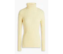 Ribbed-knit turtleneck sweater - Yellow