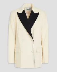 Claudie Pierlot Double-breasted two-tone canvas blazer - White White