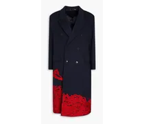 Double-breasted embroidered wool and cashmere-blend felt coat - Blue