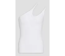 One-shoulder ribbed jersey top - White