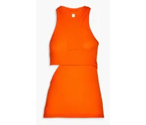 Ribbed stretch-cotton jersey tank - Orange