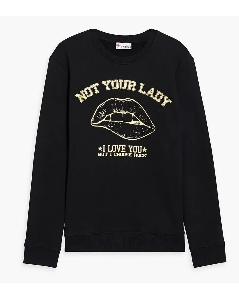 RED Valentino Printed French cotton-blend terry sweatshirt - Black Black