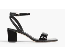 Lauren glossed-leather sandals - Black
